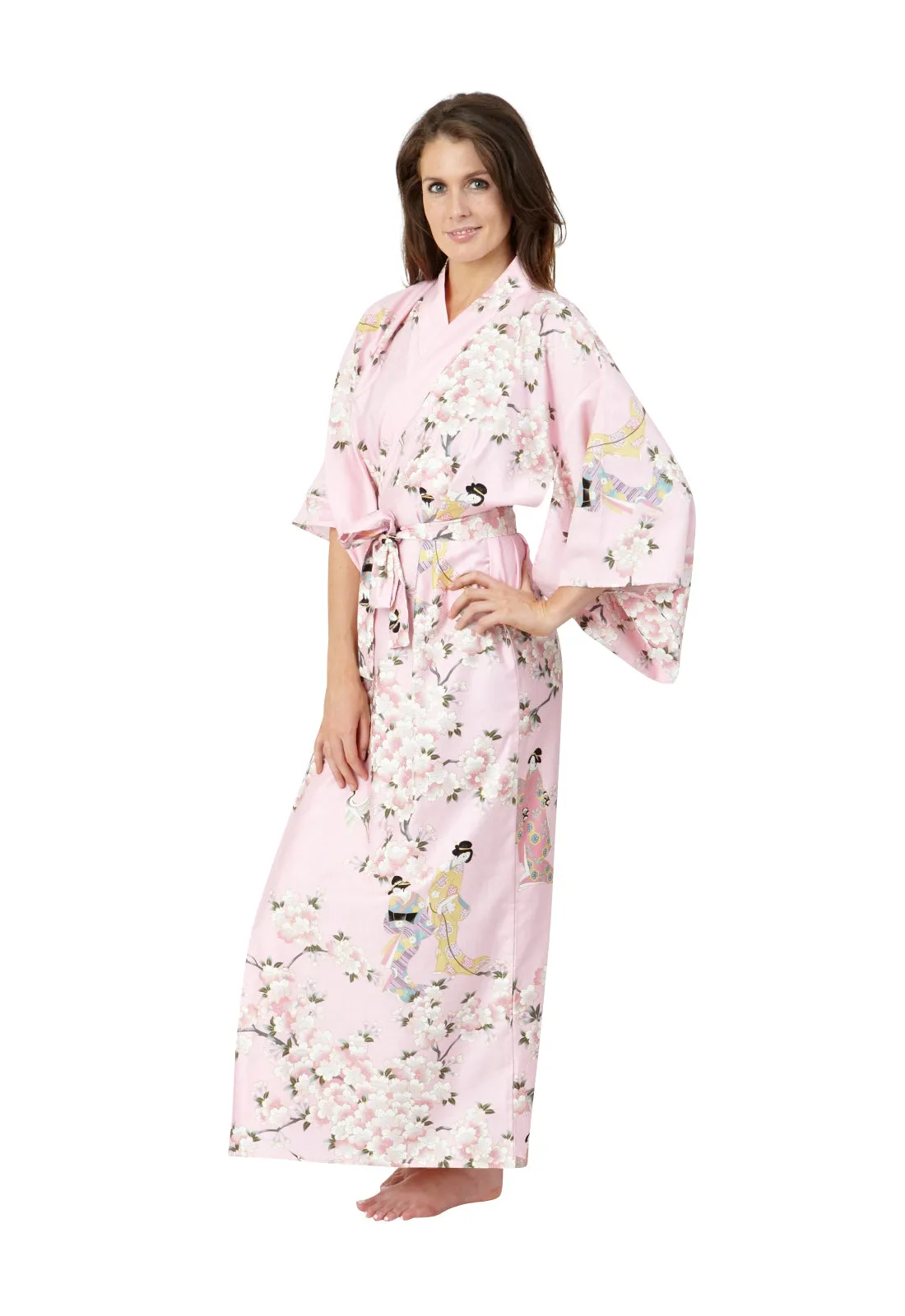 Cherry Blossom & Beauty Long Cotton Kimono