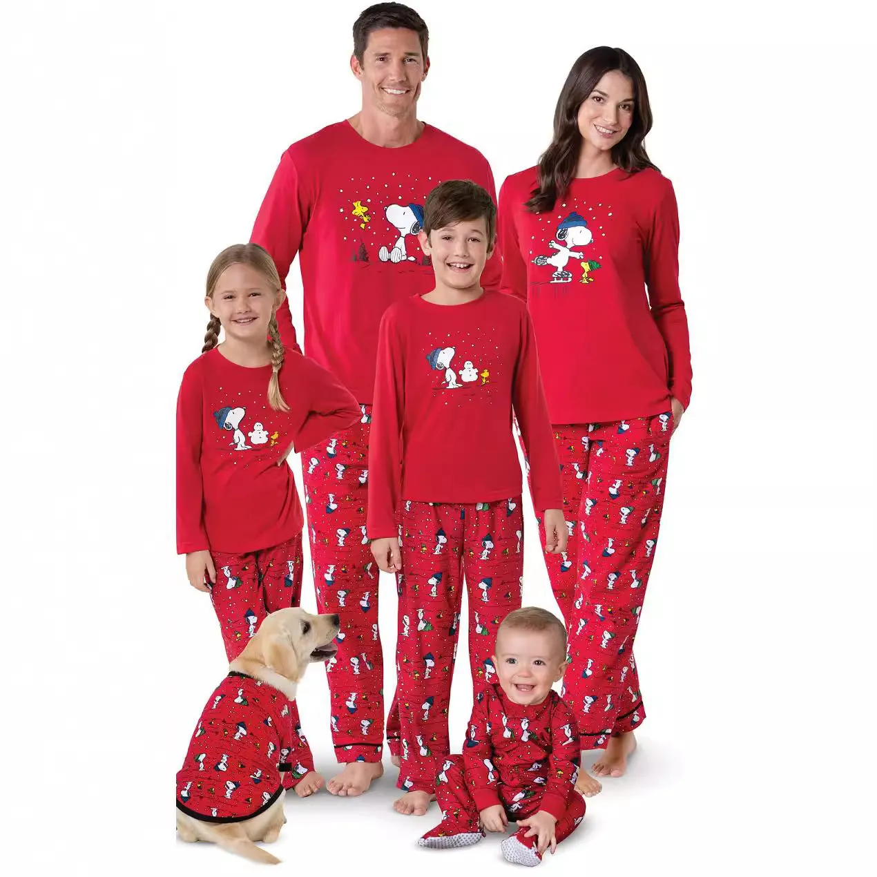 Christmas Family Matching Snoopy & Woodstock Holiday Pajama Set