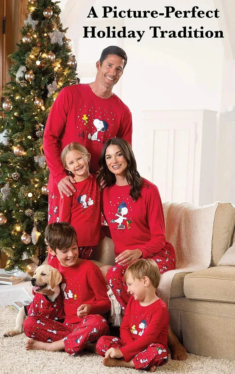 Christmas Family Matching Snoopy & Woodstock Holiday Pajama Set