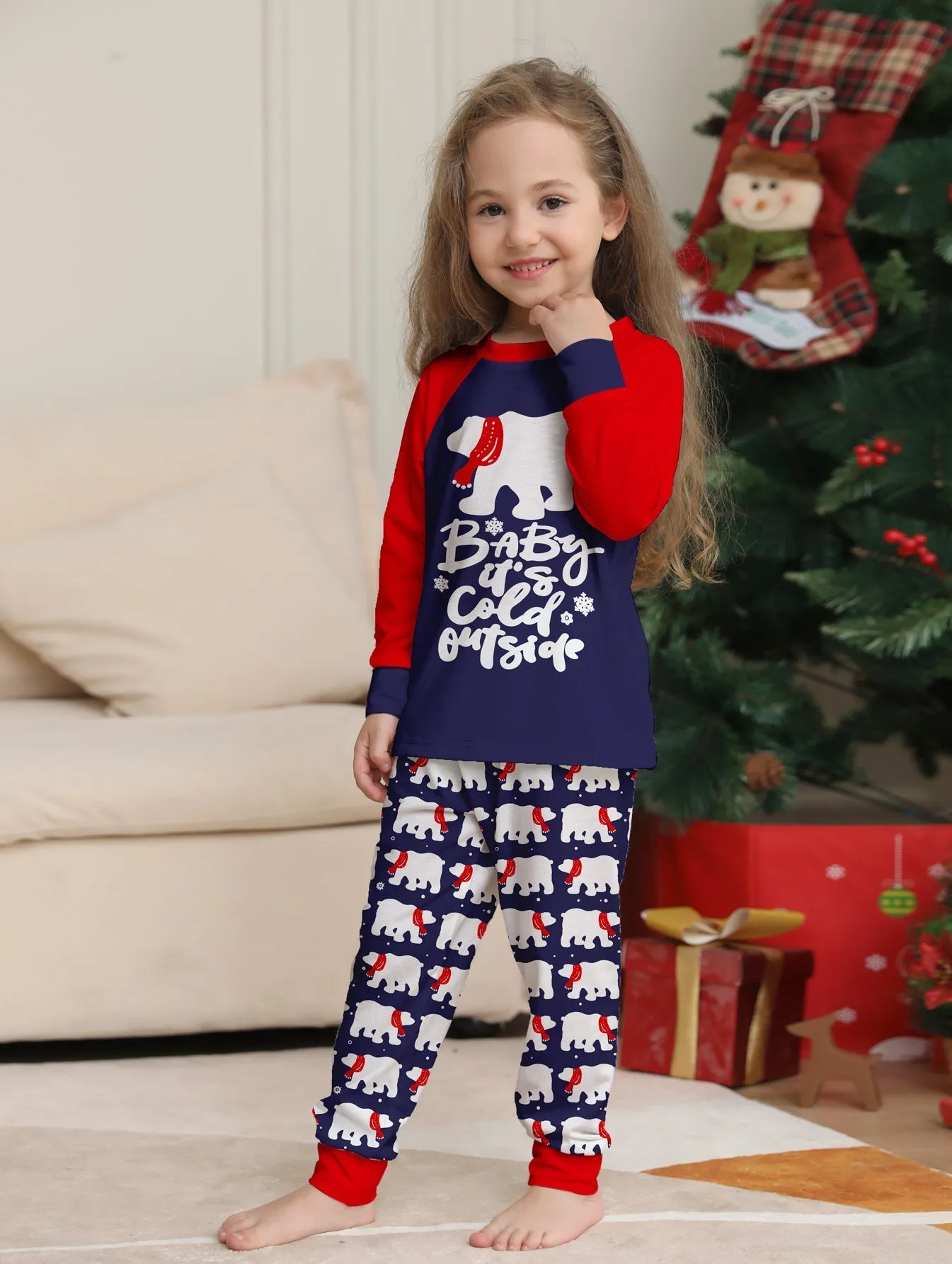 Christmas Family Pajama Set with Bear & Monogram Prints