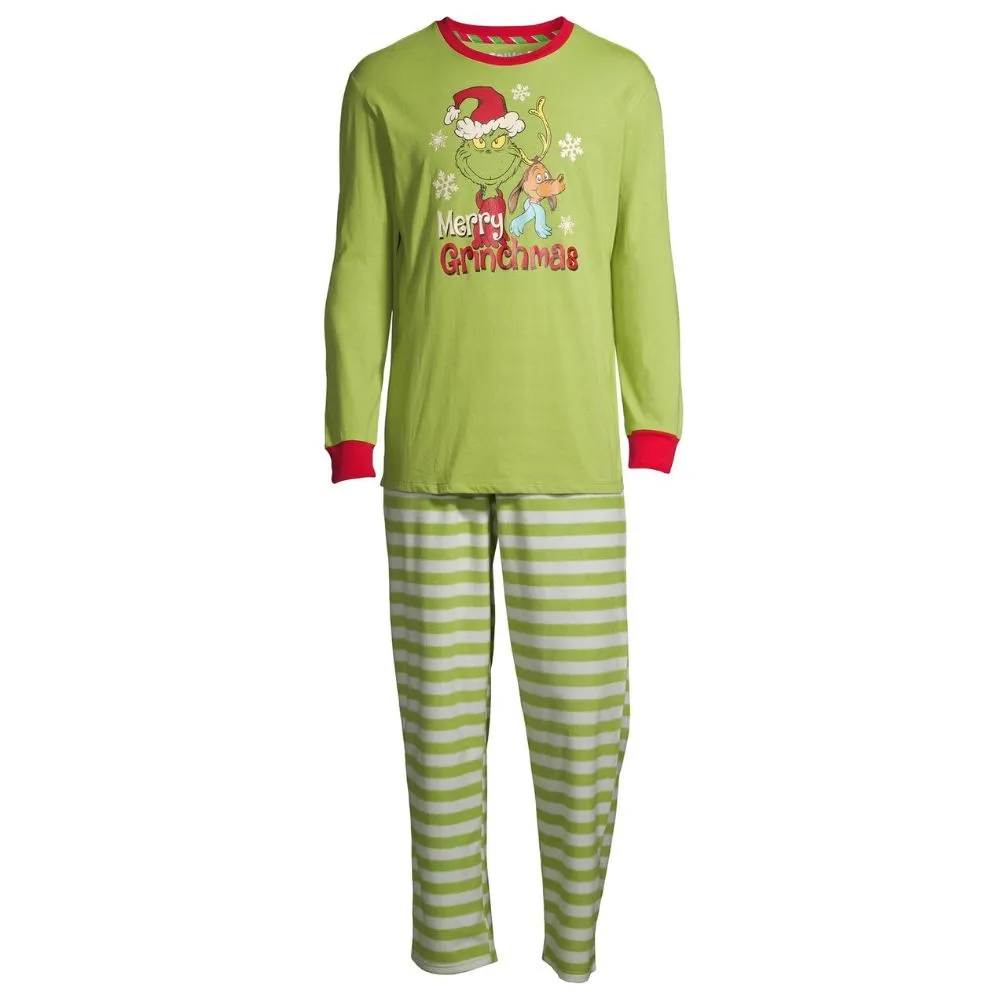 Christmas Grinch Cartoon Print Funny Xmas Family Matching Pajamas Sets