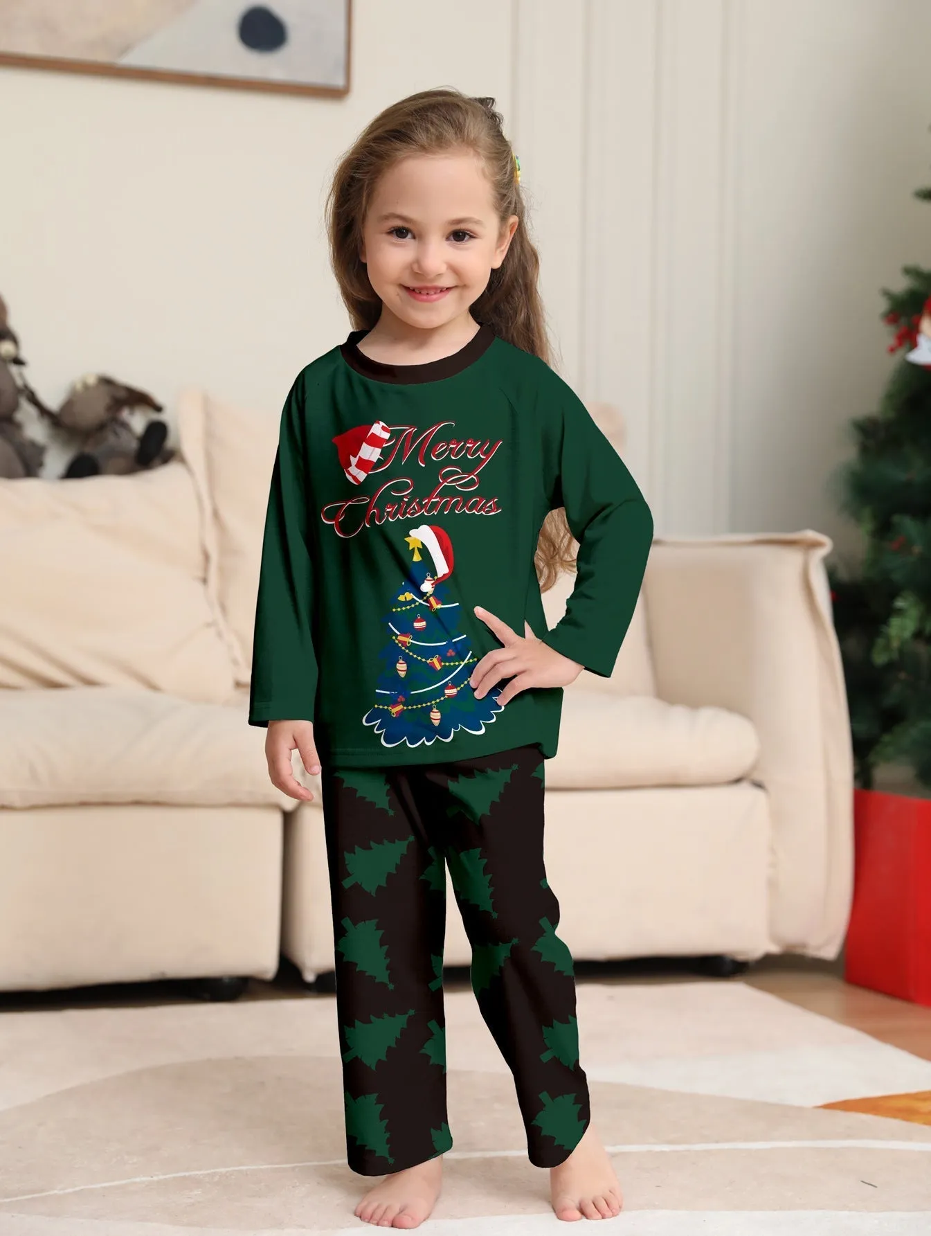 Christmas Tree Monogrammed Holiday Parent-Child Pajama Set