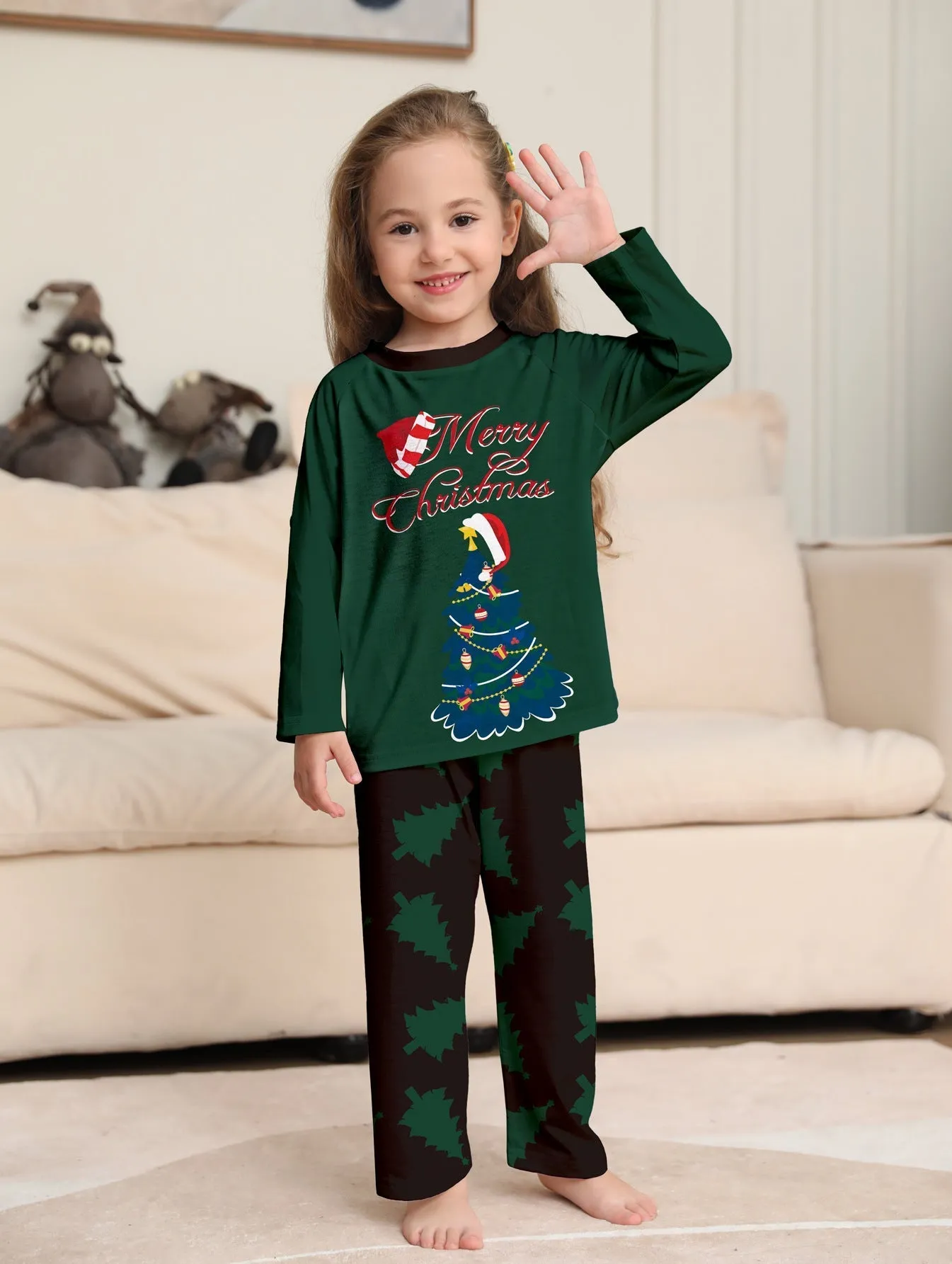 Christmas Tree Monogrammed Holiday Parent-Child Pajama Set