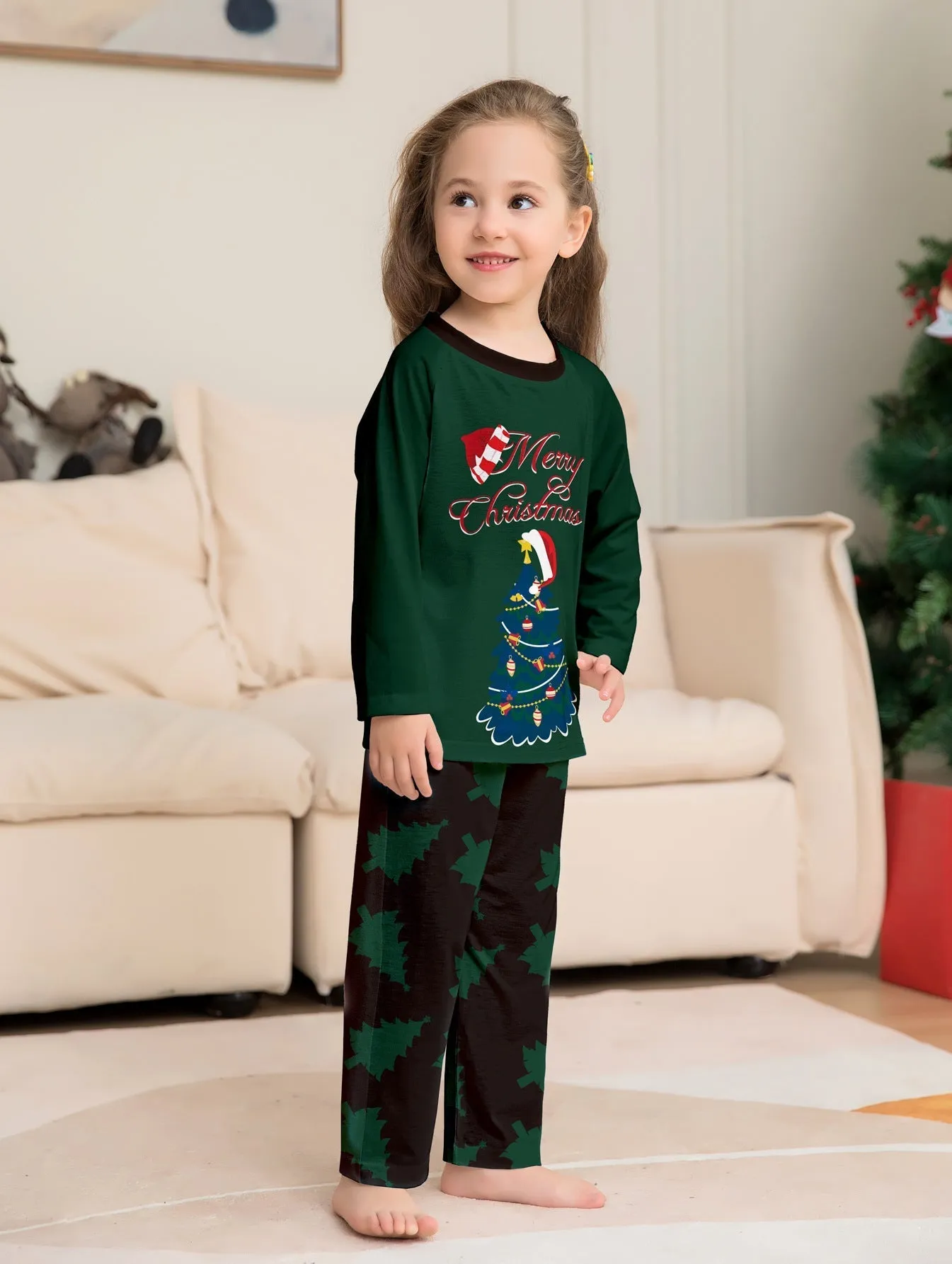 Christmas Tree Monogrammed Holiday Parent-Child Pajama Set