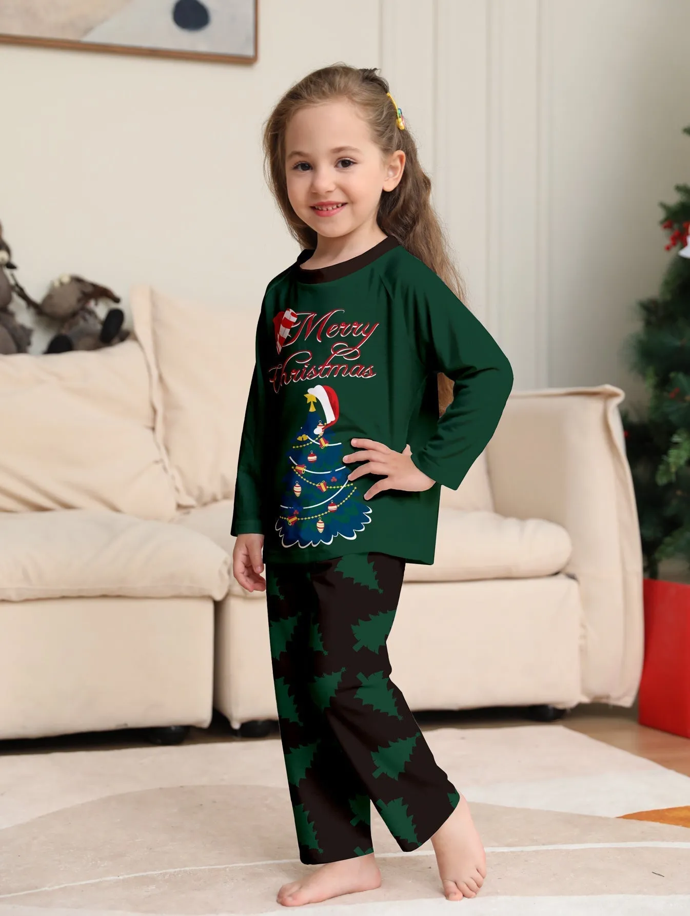 Christmas Tree Monogrammed Holiday Parent-Child Pajama Set