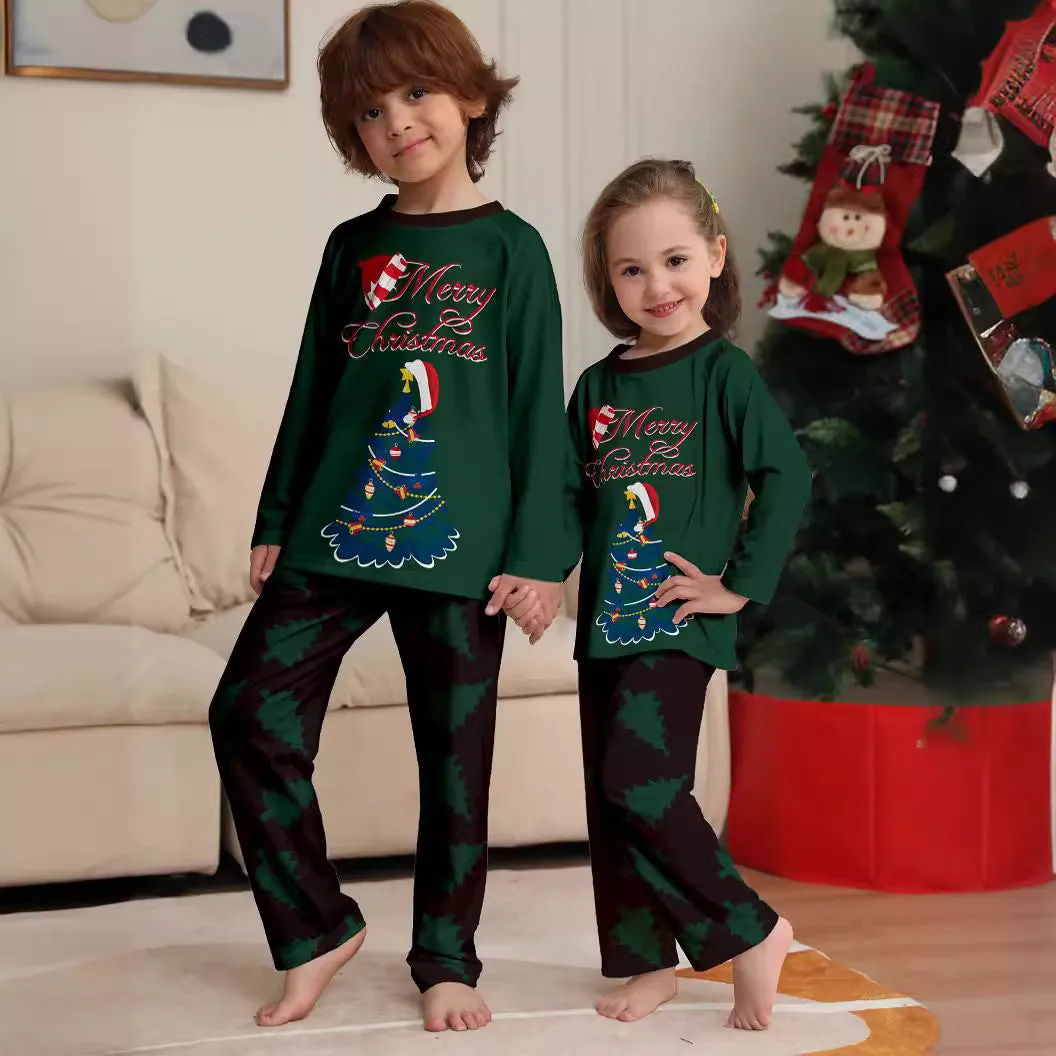 Christmas Tree Monogrammed Holiday Parent-Child Pajama Set