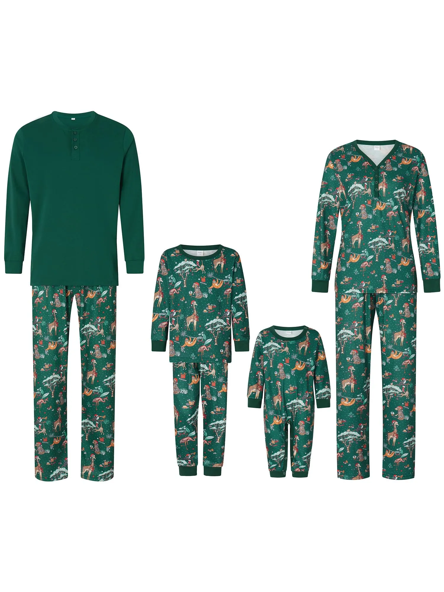 Christmas Zoo Cartoon Print Family Matching Pajamas