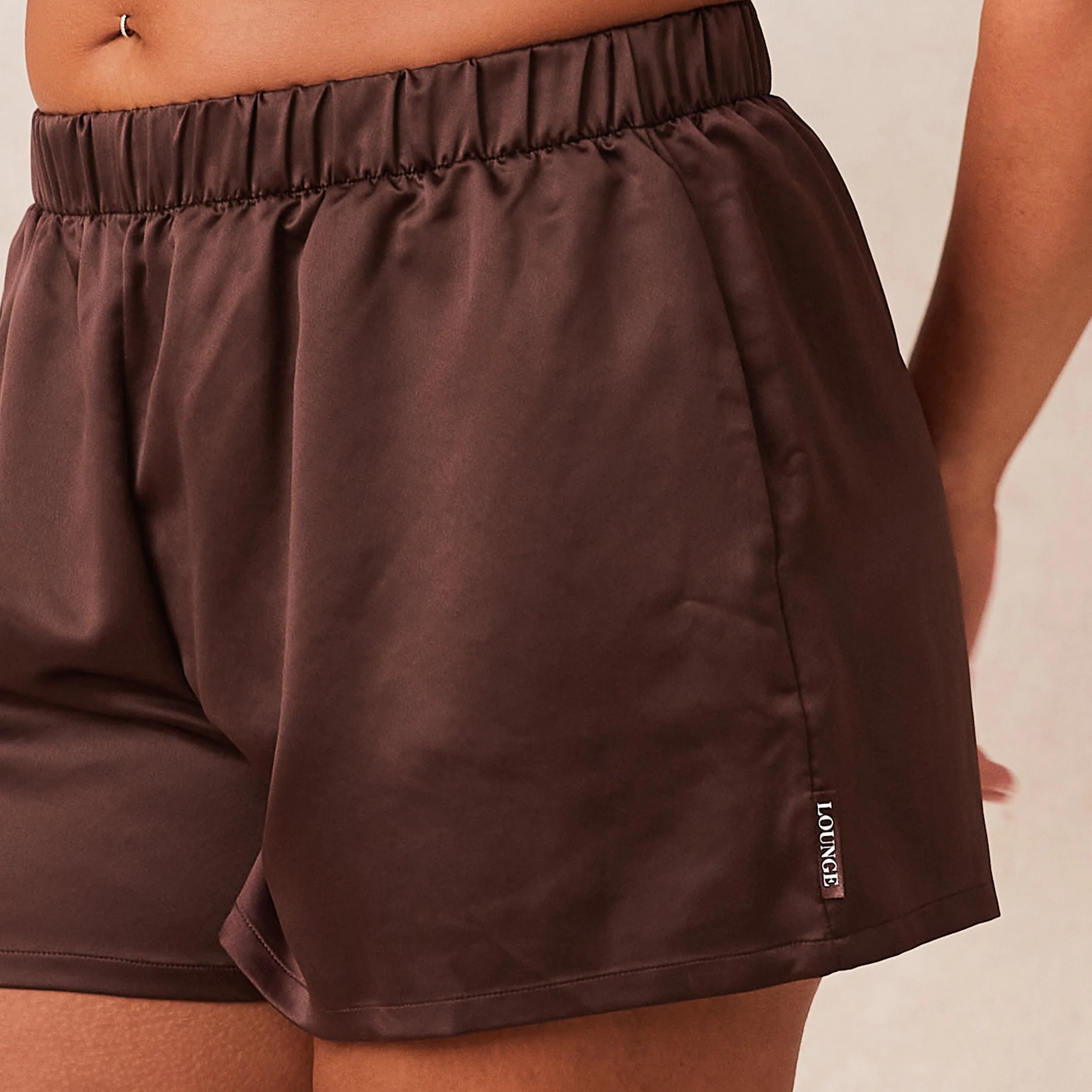 Classic Satin Pyjama Shorts - Chocolate