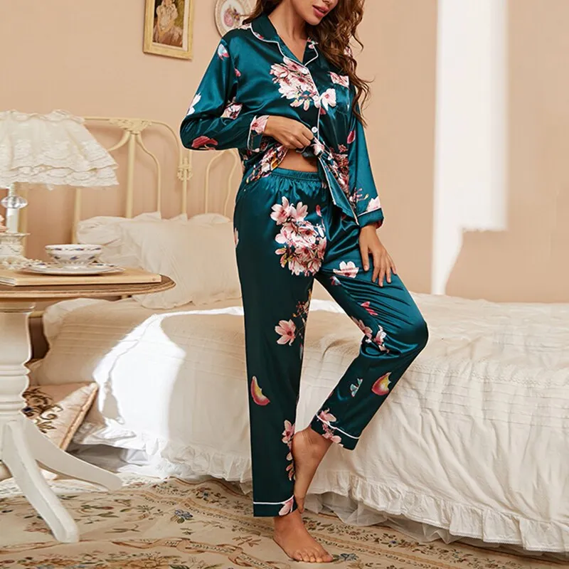 Comfortable and Lightweight Spring Floral Print Sleepwear Match Sets