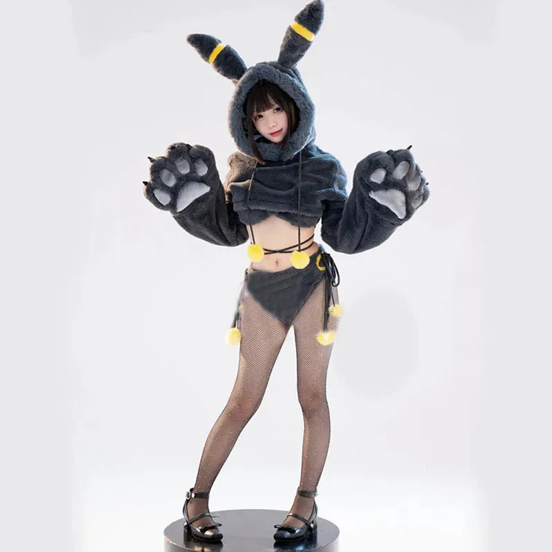 Cosplay Cartoon Bunny Bee Plush Hooded Lingerie Set