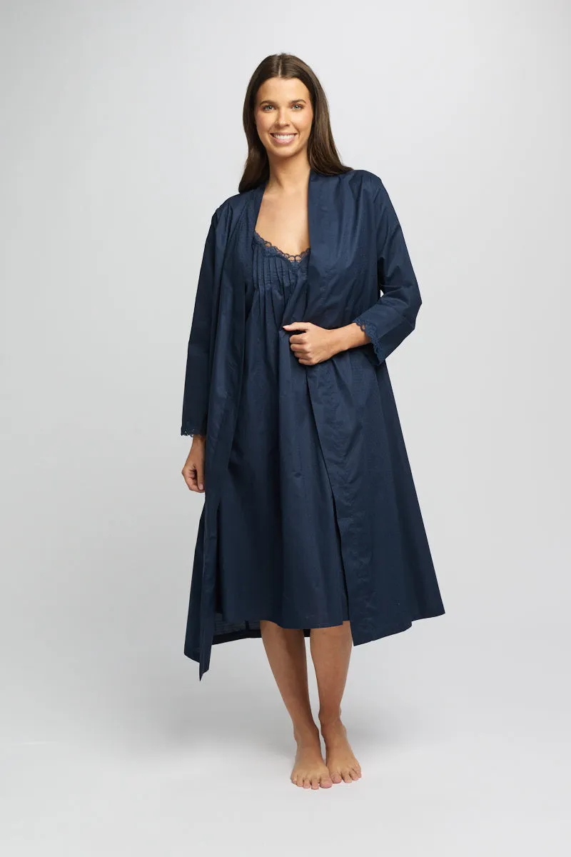 Cotton Spot Built Up Shoulder Nightie Navy