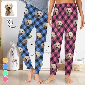 Custom Face Grid Pajama Pants Personalized Long Sleep Pants  Slumber Party