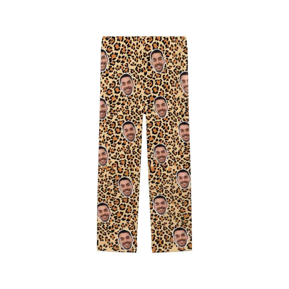 Custom Face Leopard Print Sleepwear Personalized Women's&Men's Slumber Party Long Pajama Pants