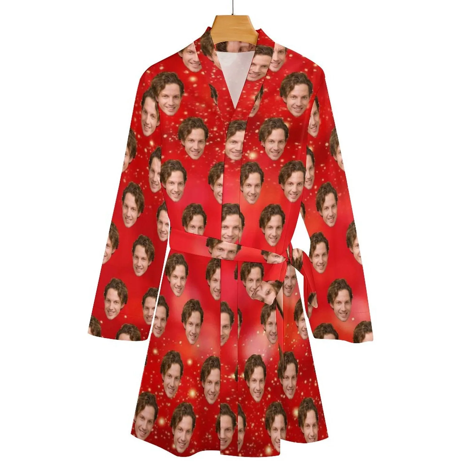 Custom Face Lover Glitter Women's Nightwear Personalized Photo Pajamas Kimono Robe