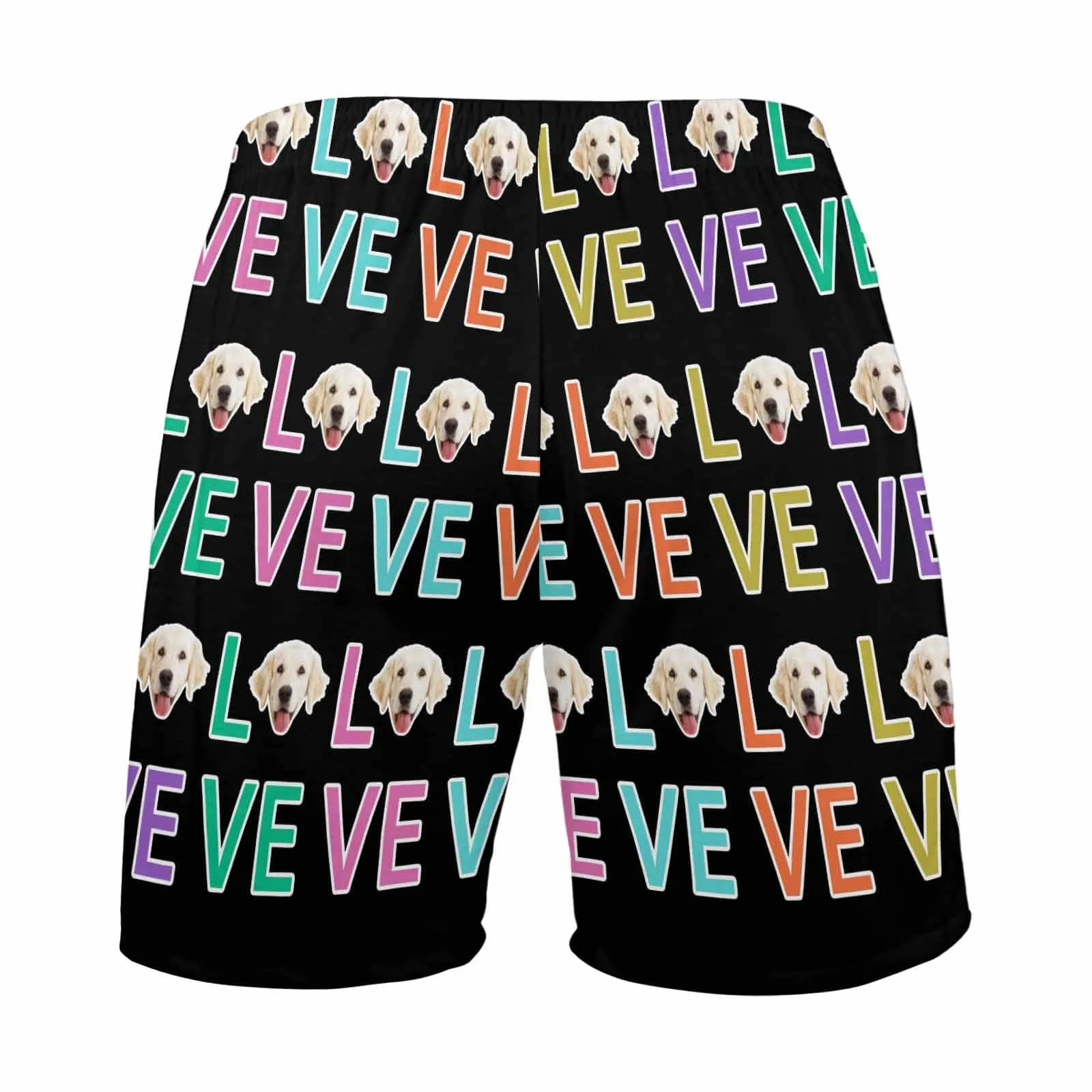 Custom Face Men's Pajama Shorts Personalized Colorful Love Sleepwear Shorts