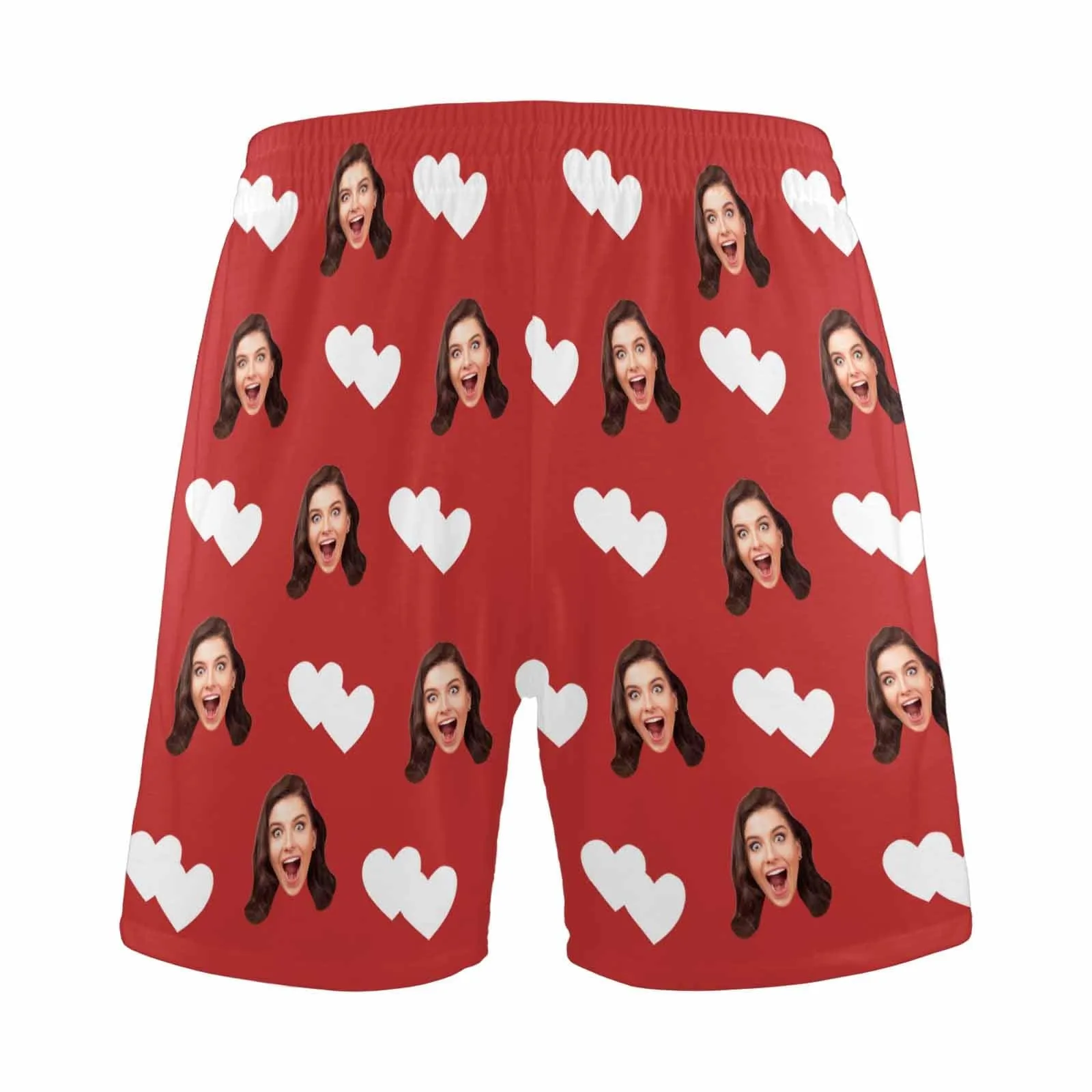 Custom Face Men's Pajama Shorts Personalized Love Heart Sleepwear Shorts