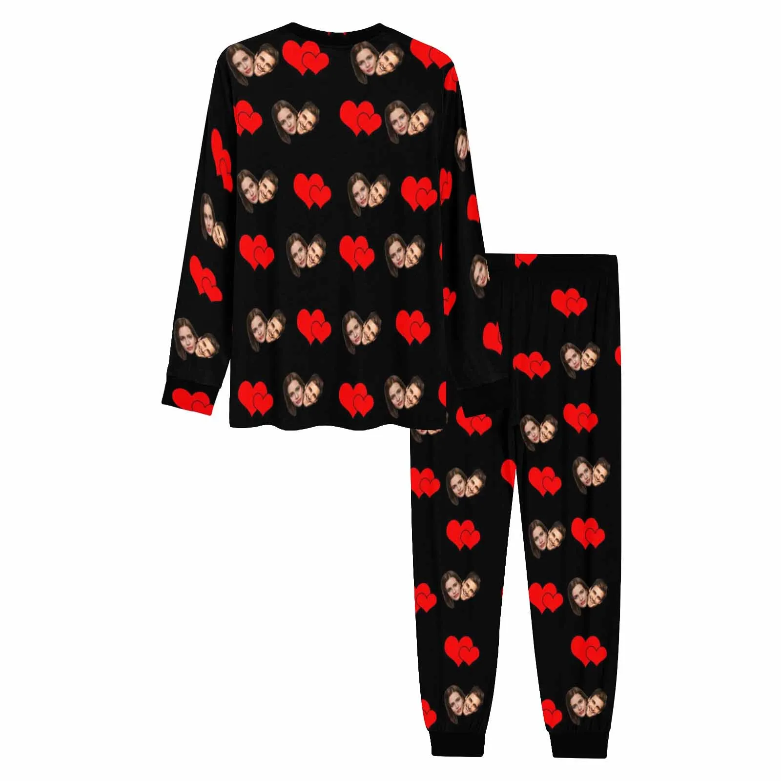 Custom Face Sweet Love Heart Men's Long Pajama Set