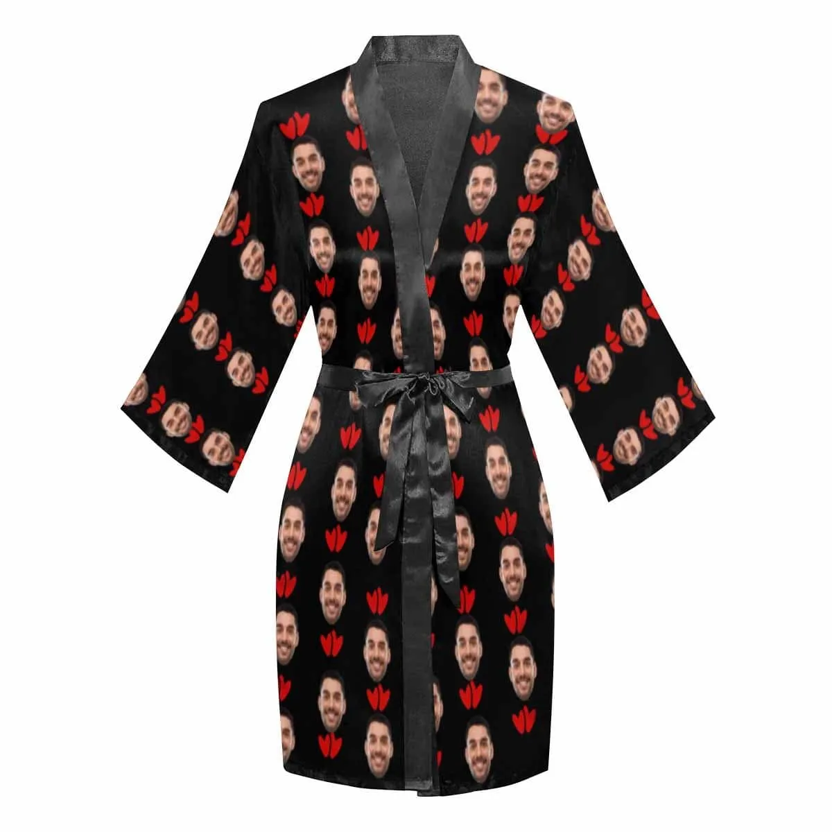 Custom Husband Face I'm Nuts About You Women's Short Pajamas Funny Personalized Photo Pajamas Kimono Robe