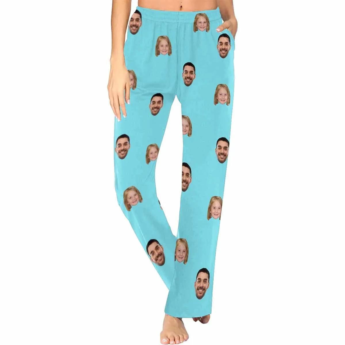 Custom My Family Face Pajamas Personalized Women's Slumber Party Long Pajama Shirt&Pants