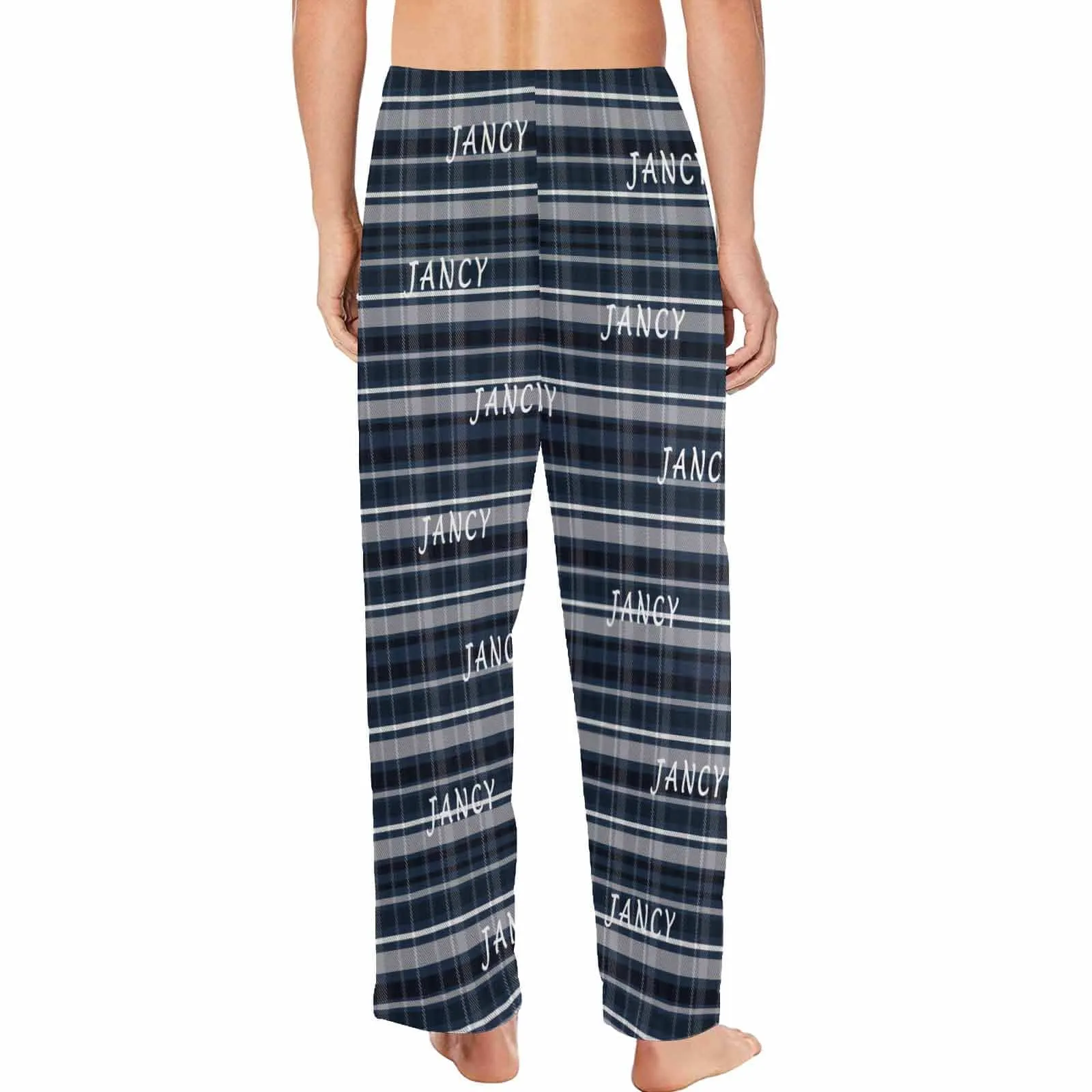 Custom Name Black&Blue Lattice Sleepwear Personalized Men's Slumber Party Long Pajama Pants