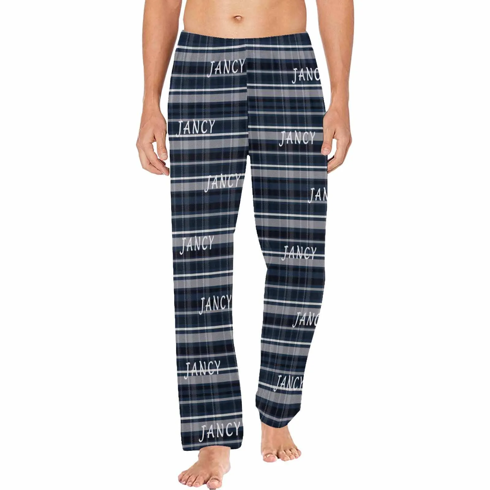 Custom Name Black&Blue Lattice Sleepwear Personalized Men's Slumber Party Long Pajama Pants