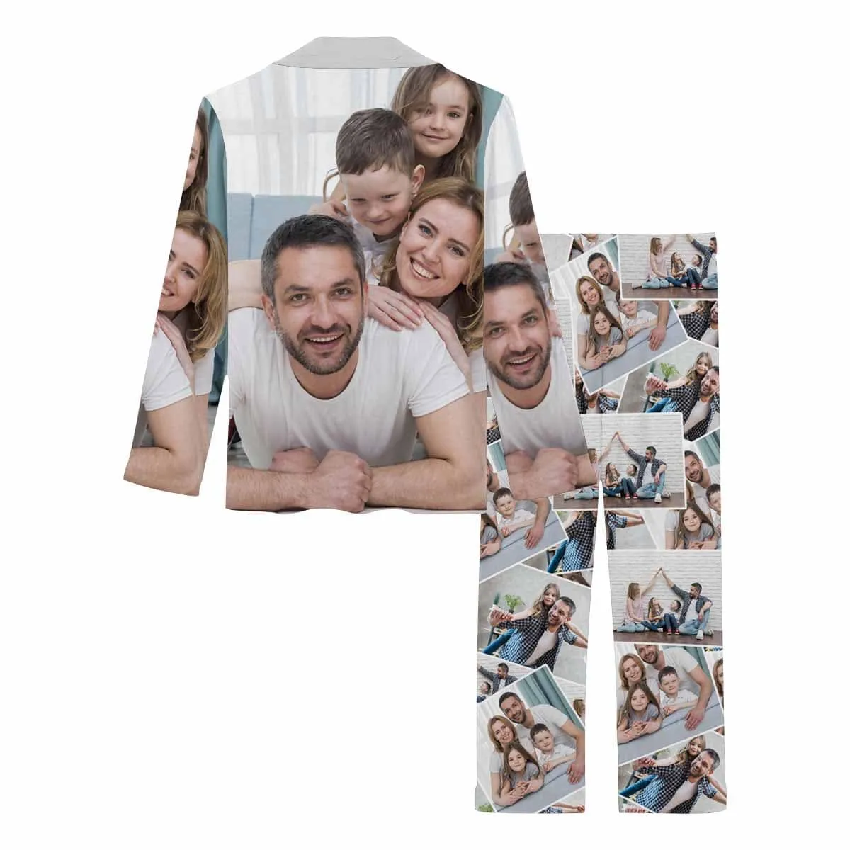 Custom Photo Family Portrait Sleepwear Personalized Women's Slumber Party Long Pajama Set