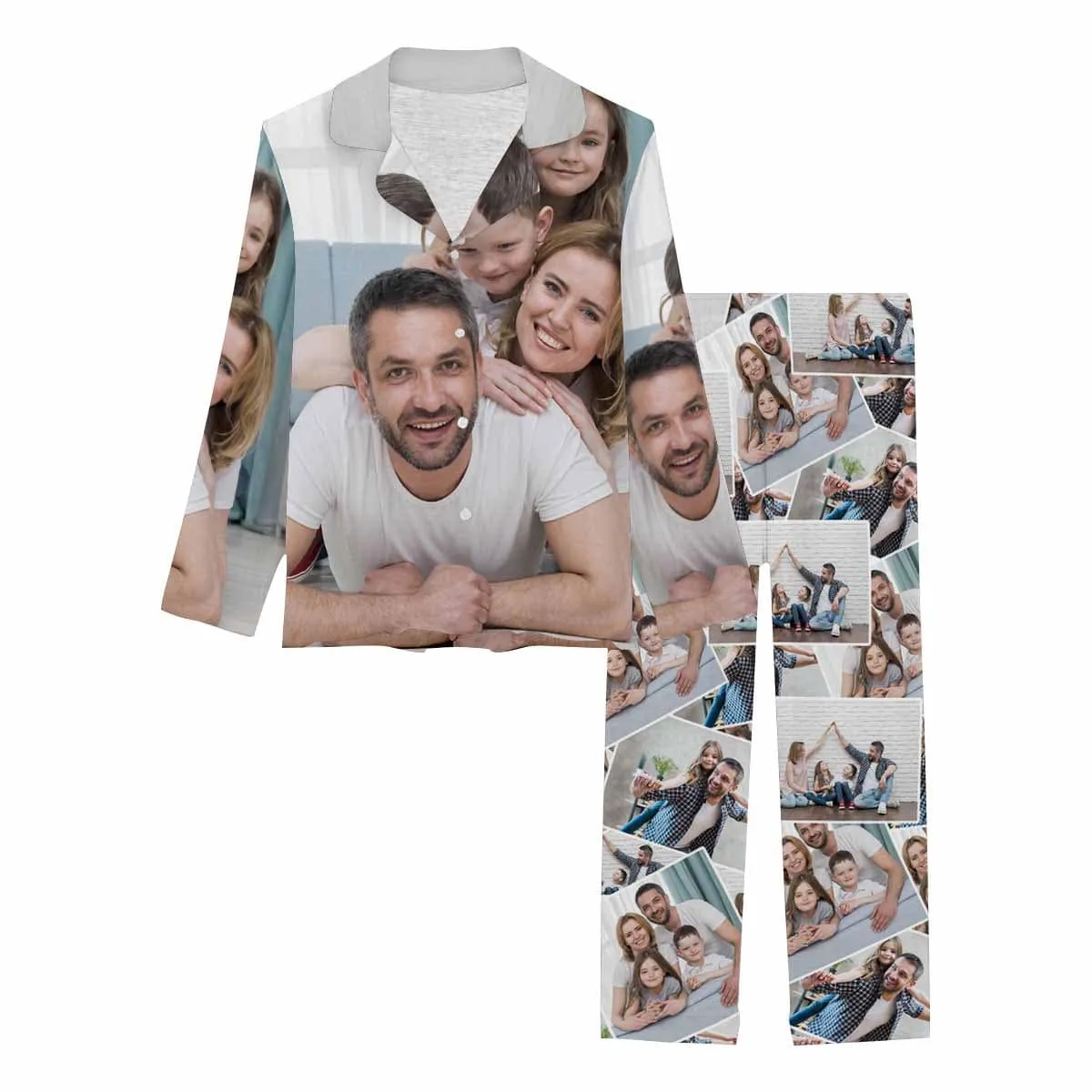 Custom Photo Family Portrait Sleepwear Personalized Women's Slumber Party Long Pajama Set