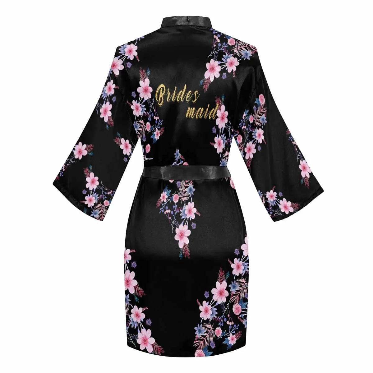 Custom Text Small Flowers Beauty Women's Summer Short Sleepwear Personalized Pajamas Kimono Robe