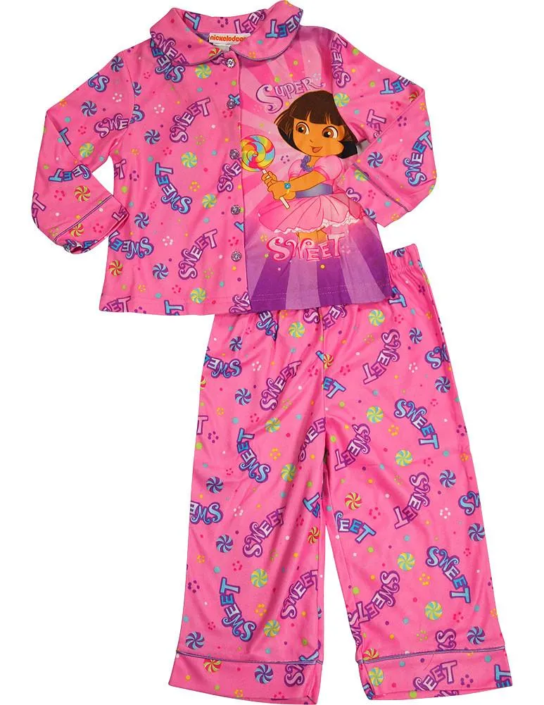 Dora the Explorer Toddler Girls 2 Piece Long Sleeve Fleece PJ Pajama Set, 38248