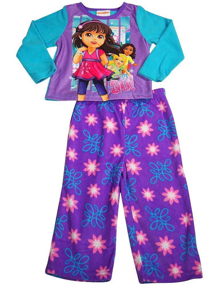 Dora the Explorer Toddler Girls 2 Piece Long Sleeve Fleece PJ Pajama Set, 38248