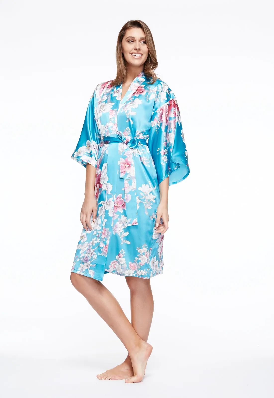 Elegant Orchids Short Silk Happi Coat Kimono