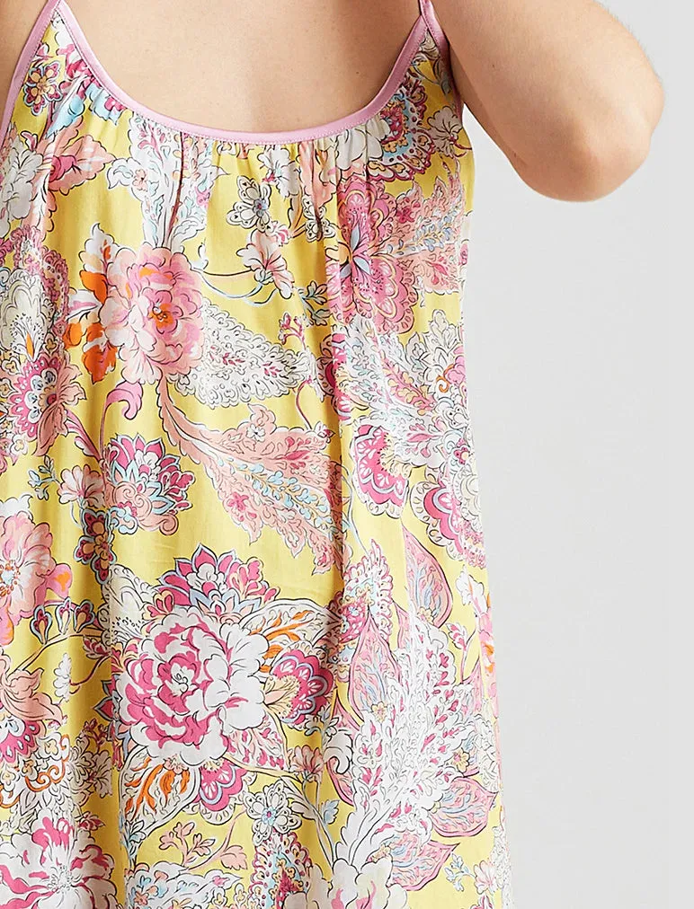 Ella Cotton Sateen Strappy Maxi Nightie Lemon Zest