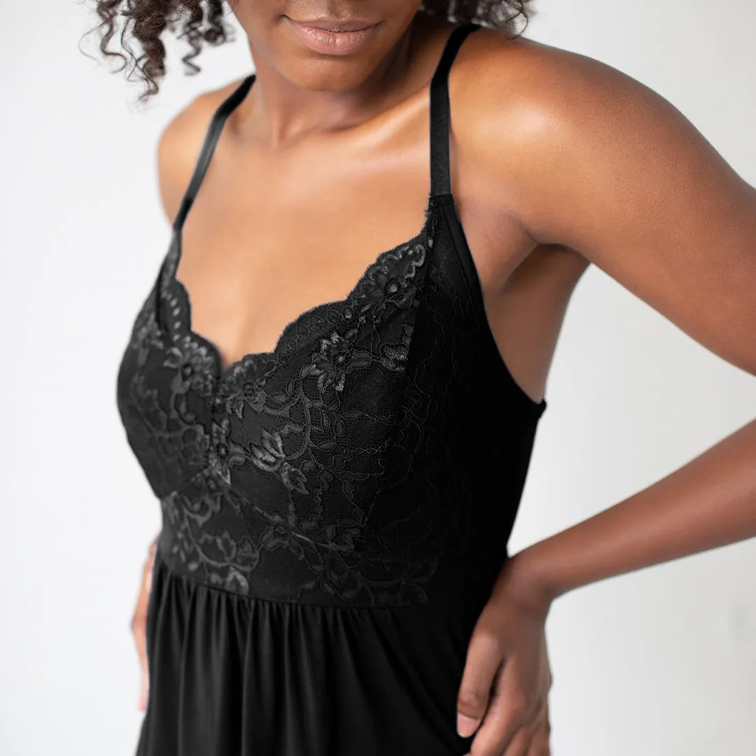 Ella Lace Nightgown | Black