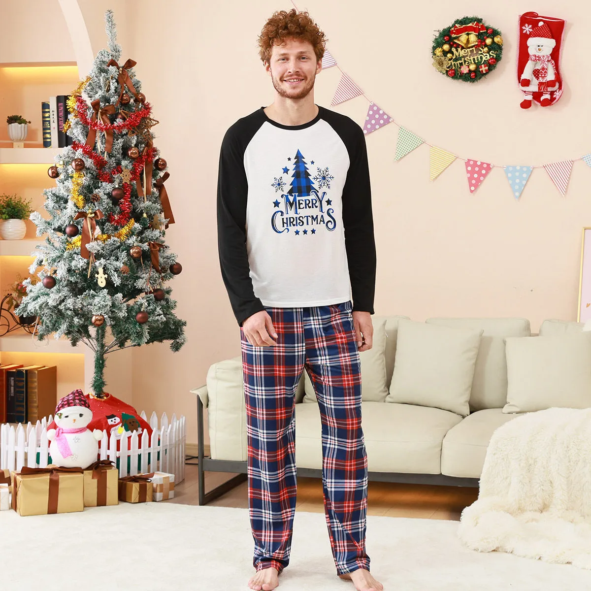 Family Matching Plaid Pajamas with Christmas Tree Monogramming