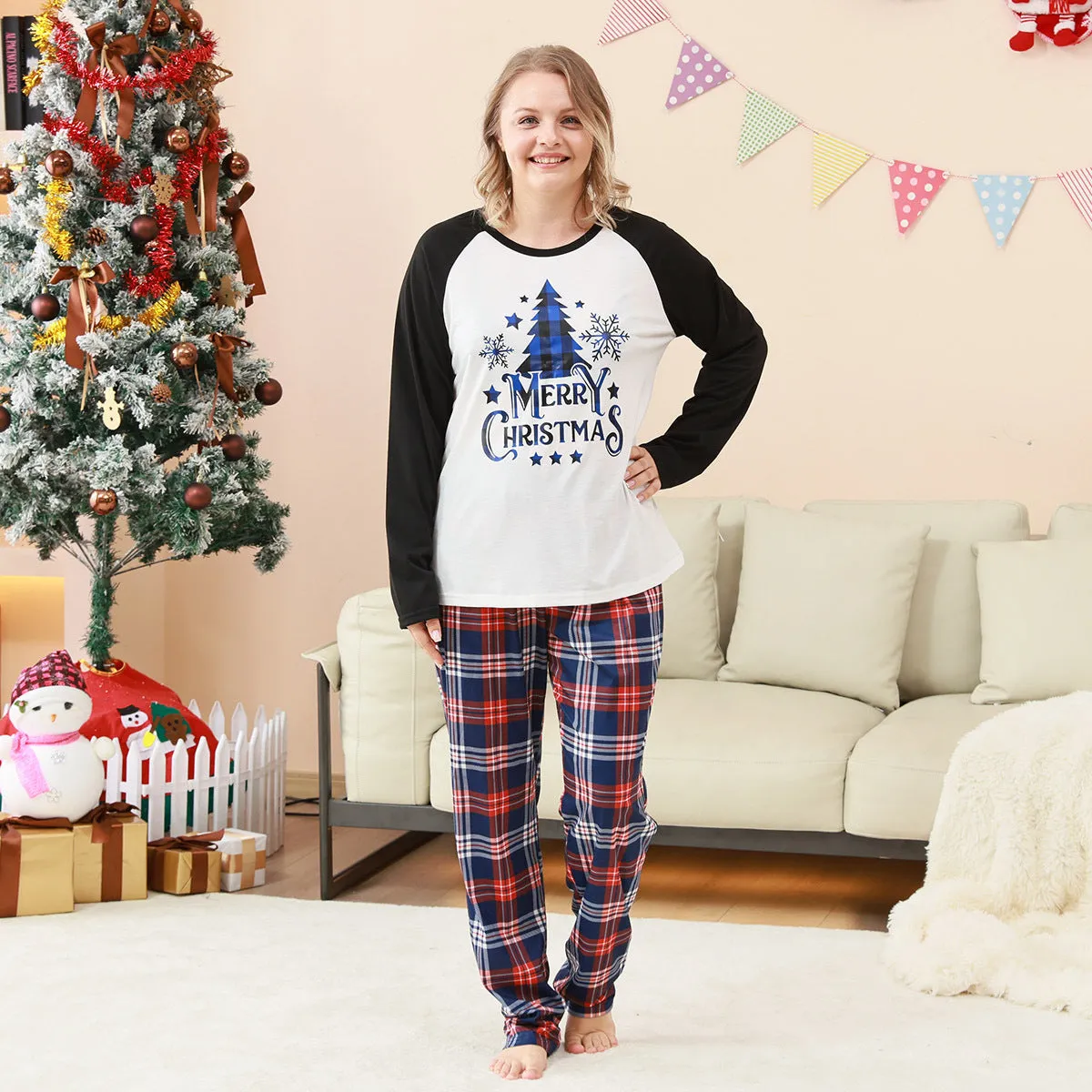 Family Matching Plaid Pajamas with Christmas Tree Monogramming