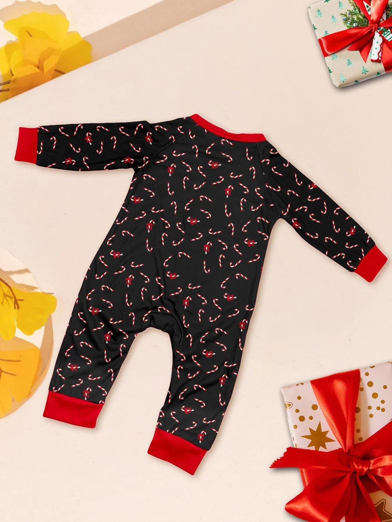 Family Pajama Set with Christmas Cane Fawn Monogrammed