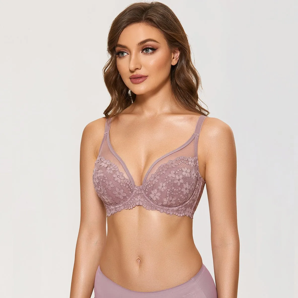 Full Figure Oadded Underwire Back Closure Lavender Bra