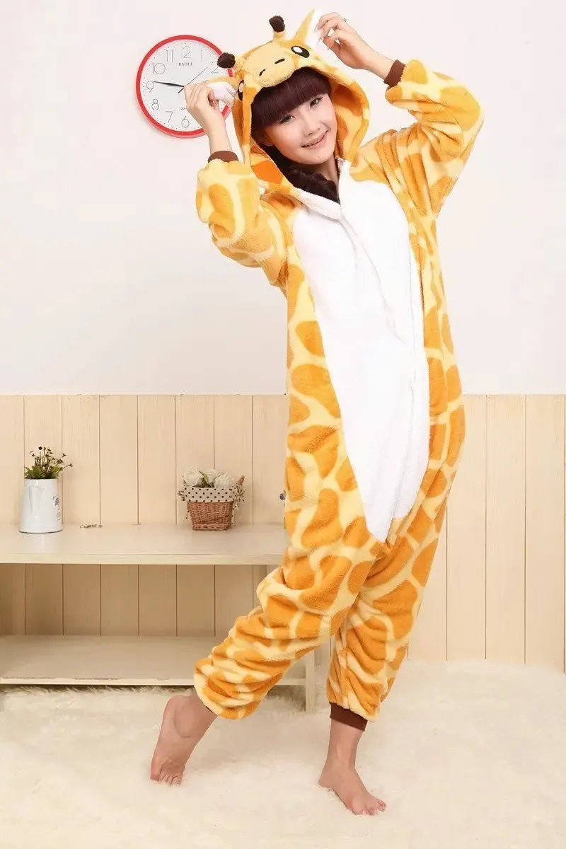 Giraffe Onesie Hoodie Pajamas Fleece Animal Costume Kigurumi