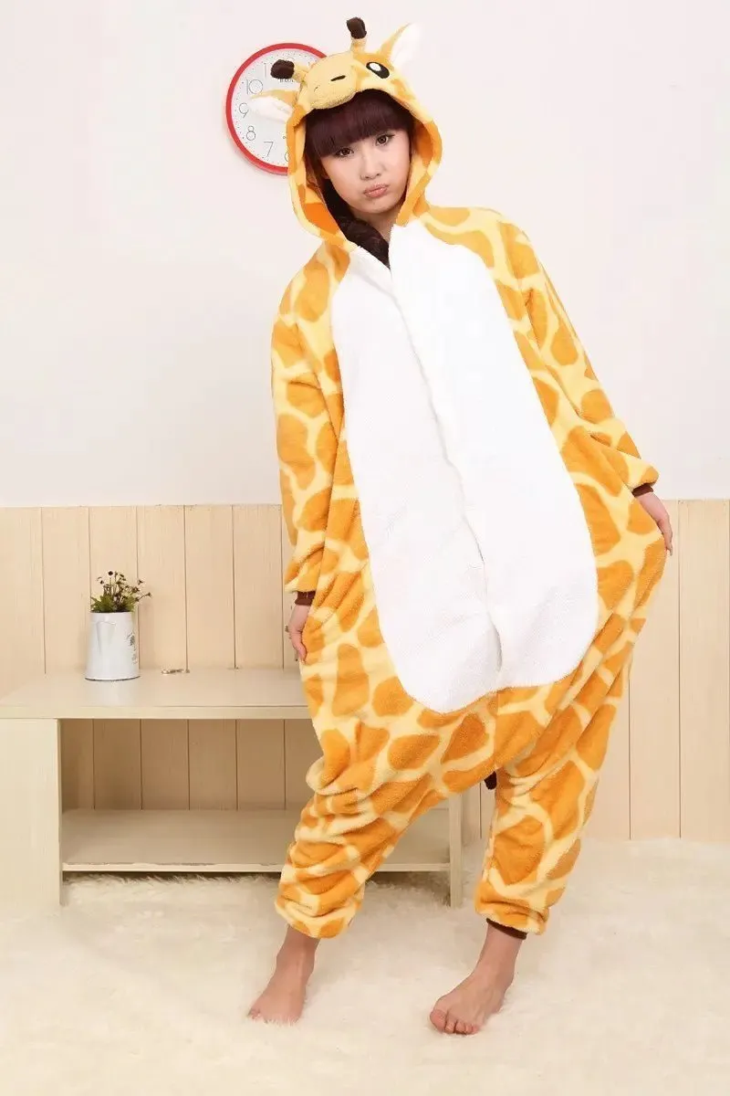 Giraffe Onesie Hoodie Pajamas Fleece Animal Costume Kigurumi