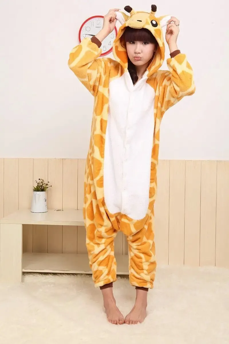 Giraffe Onesie Hoodie Pajamas Fleece Animal Costume Kigurumi