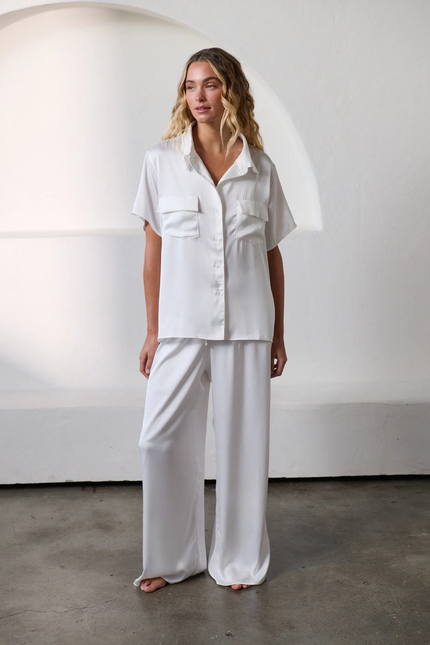 Gracie Short Sleeve Pant Set Ivory