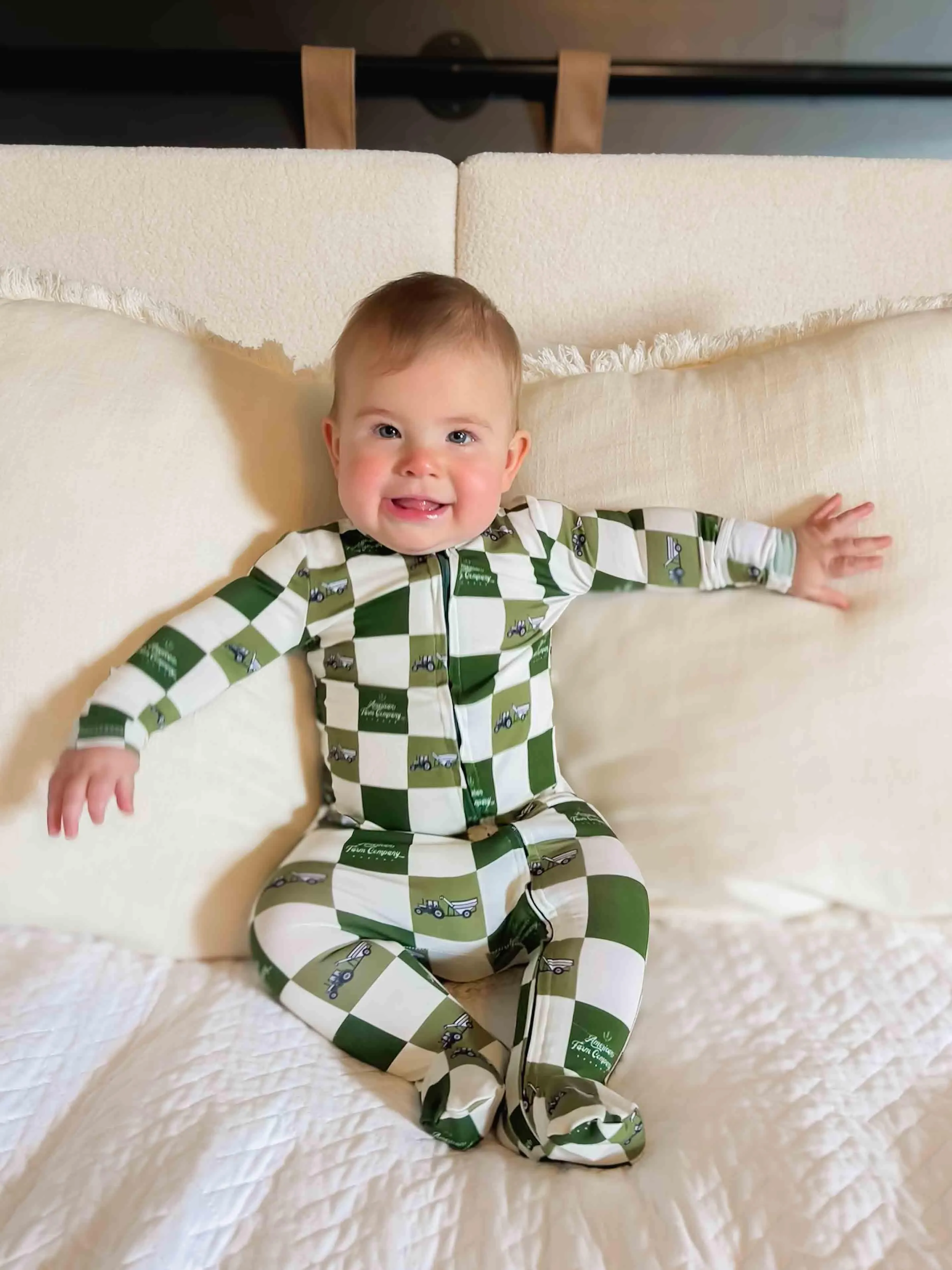 Grain Cart Checkers Baby Bamboo Pajamas