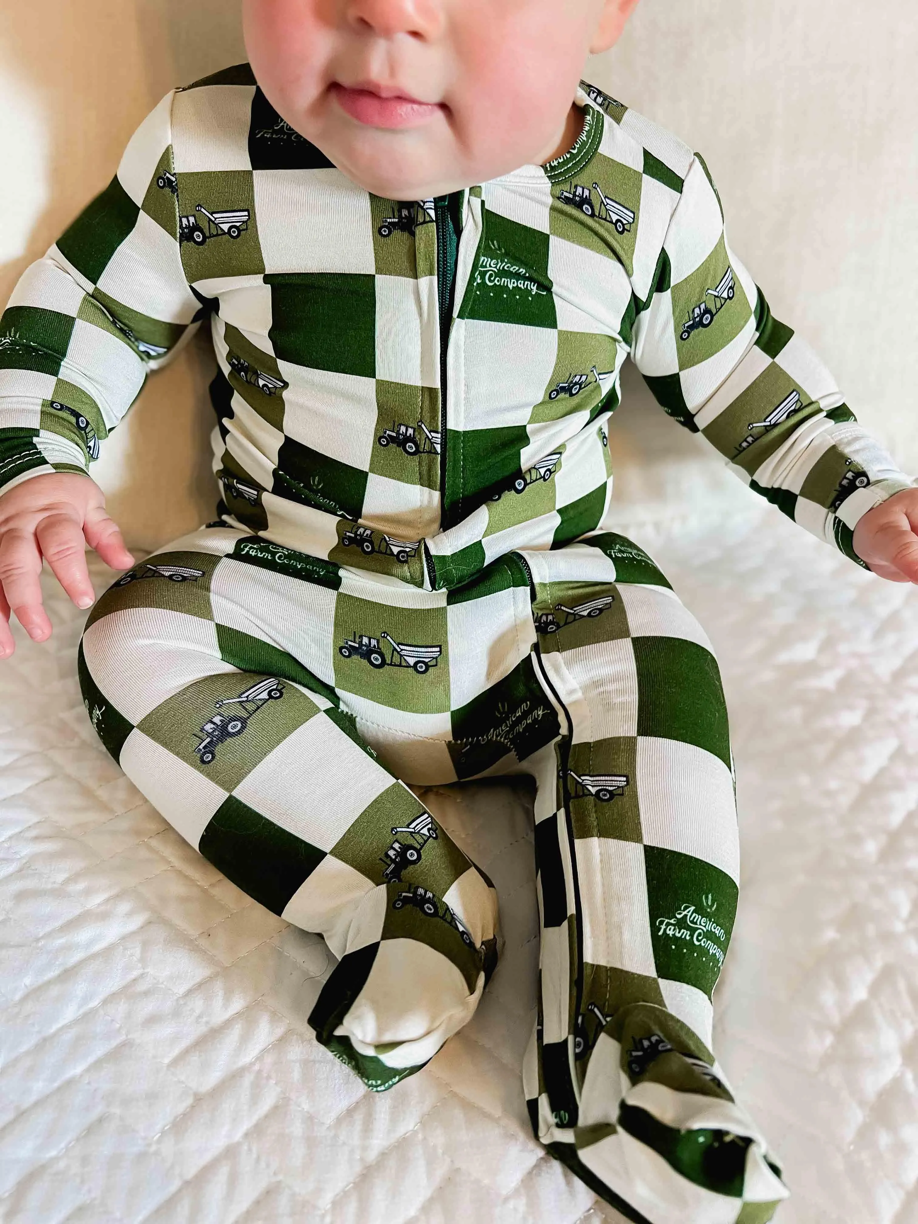 Grain Cart Checkers Baby Bamboo Pajamas