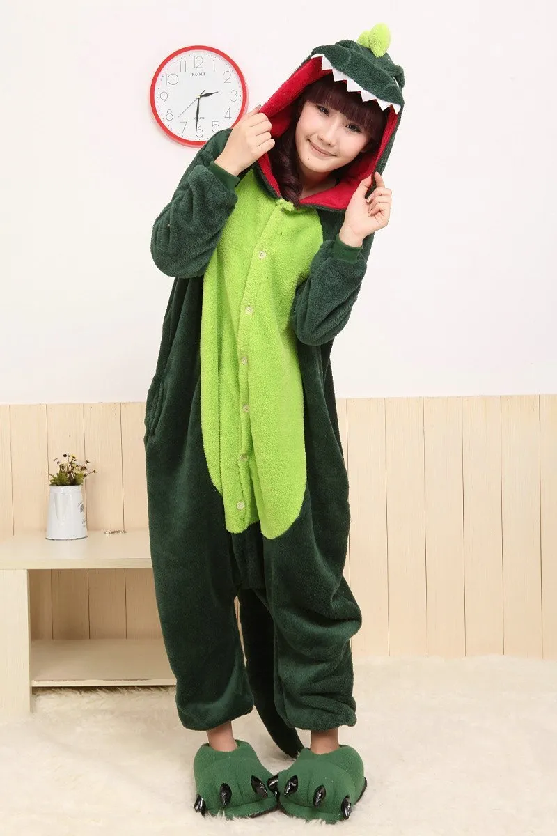 Green Dinosaur Onesie Hoodie Pajamas Animal Costume Kigurumi