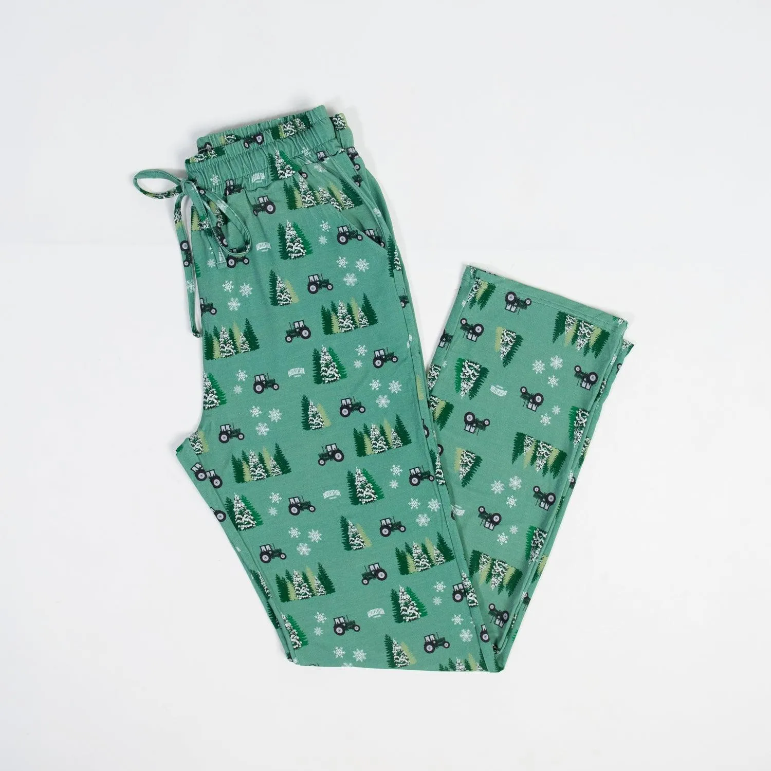 Green Tractor Christmas Bamboo Pajama Pants