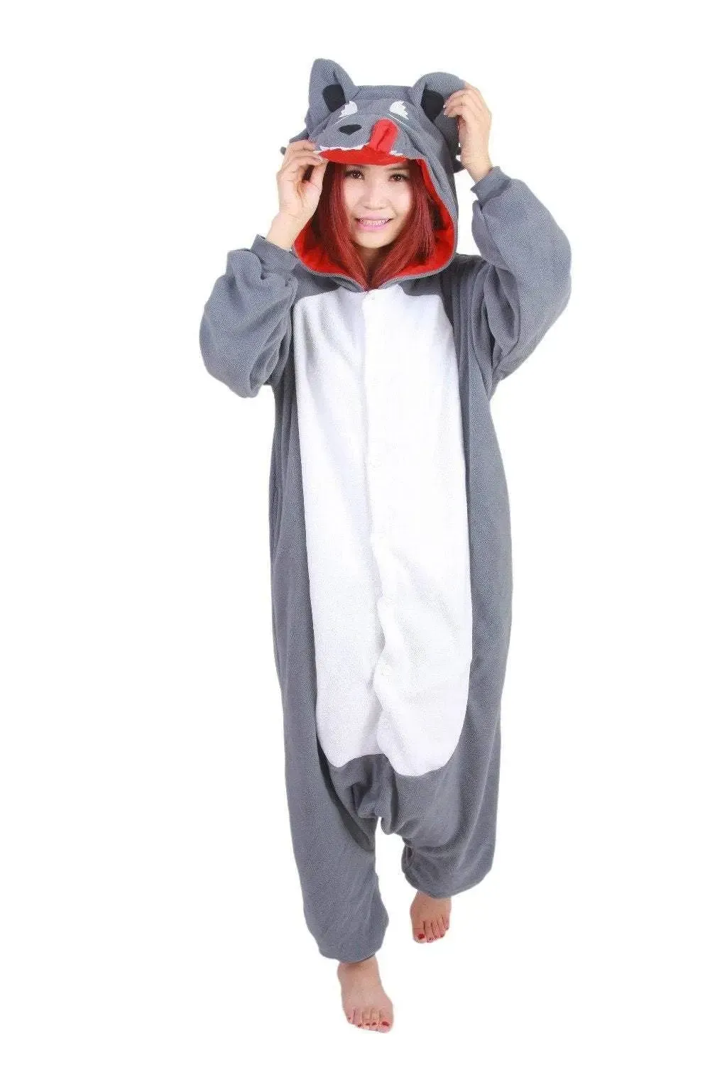 Grey Wolf Kigurumi Animal Onesie Costume Hoodie Pajamas