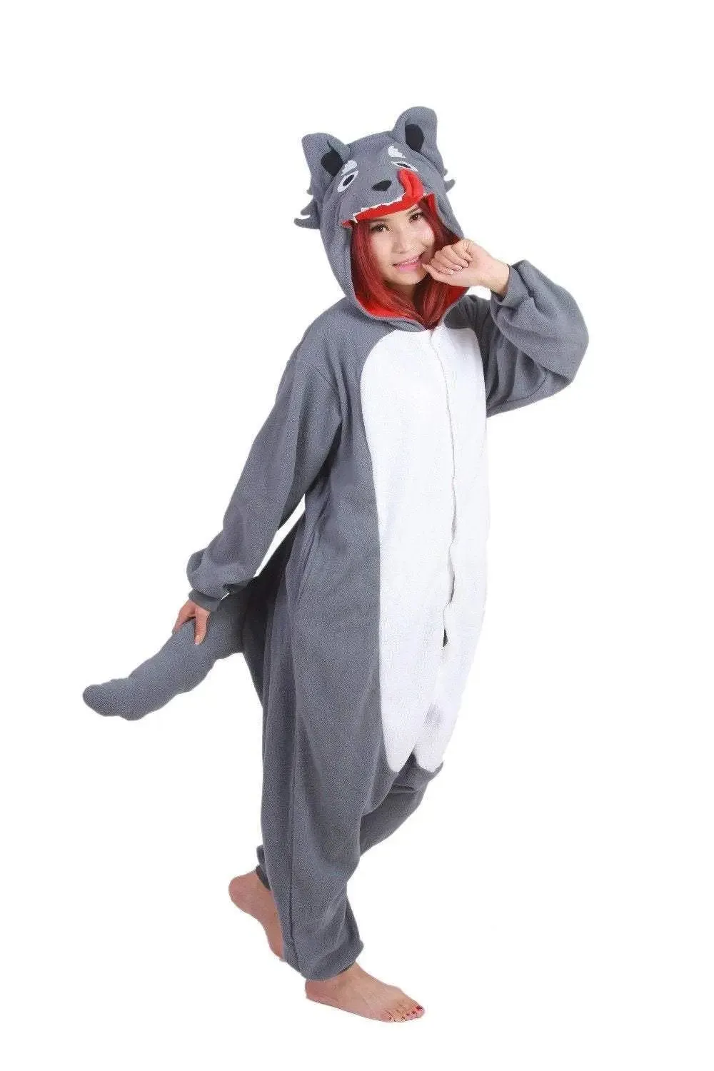 Grey Wolf Kigurumi Animal Onesie Costume Hoodie Pajamas