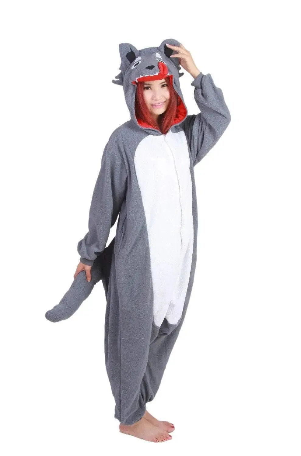 Grey Wolf Kigurumi Animal Onesie Costume Hoodie Pajamas