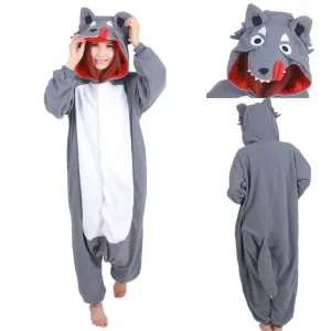 Grey Wolf Kigurumi Animal Onesie Costume Hoodie Pajamas