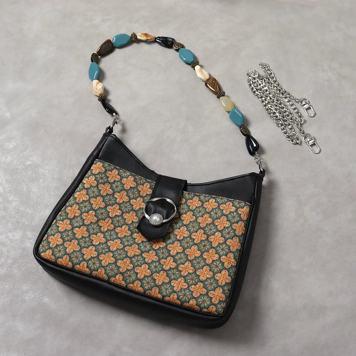 Gu Hua 古花 Ancient Flower Leather Shoulder Bag